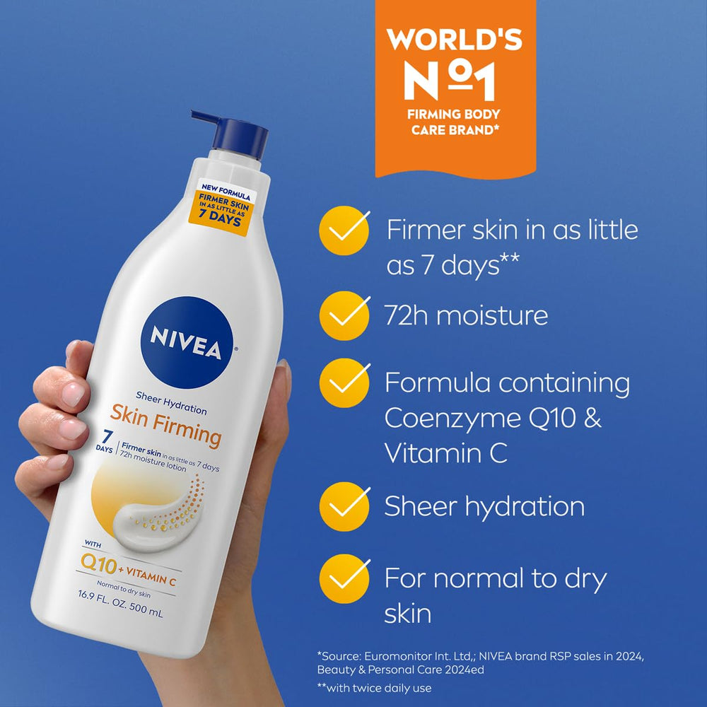 NIVEA Sheer Hydration texture close-up shows creamy, fast-absorbing moisture.
