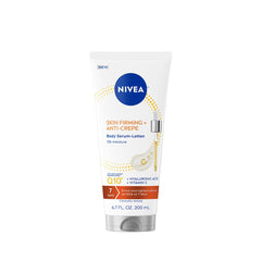 NIVEA Skin Firming bottle pouring for crepey skin hydration