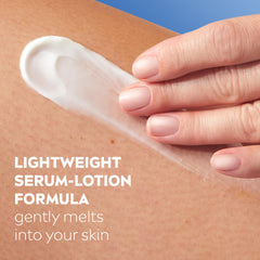 Tube applying lotion on forearm during routine