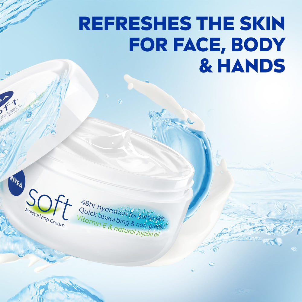 NIVEA Soft jojoba oil detail highlights nourishing formula.