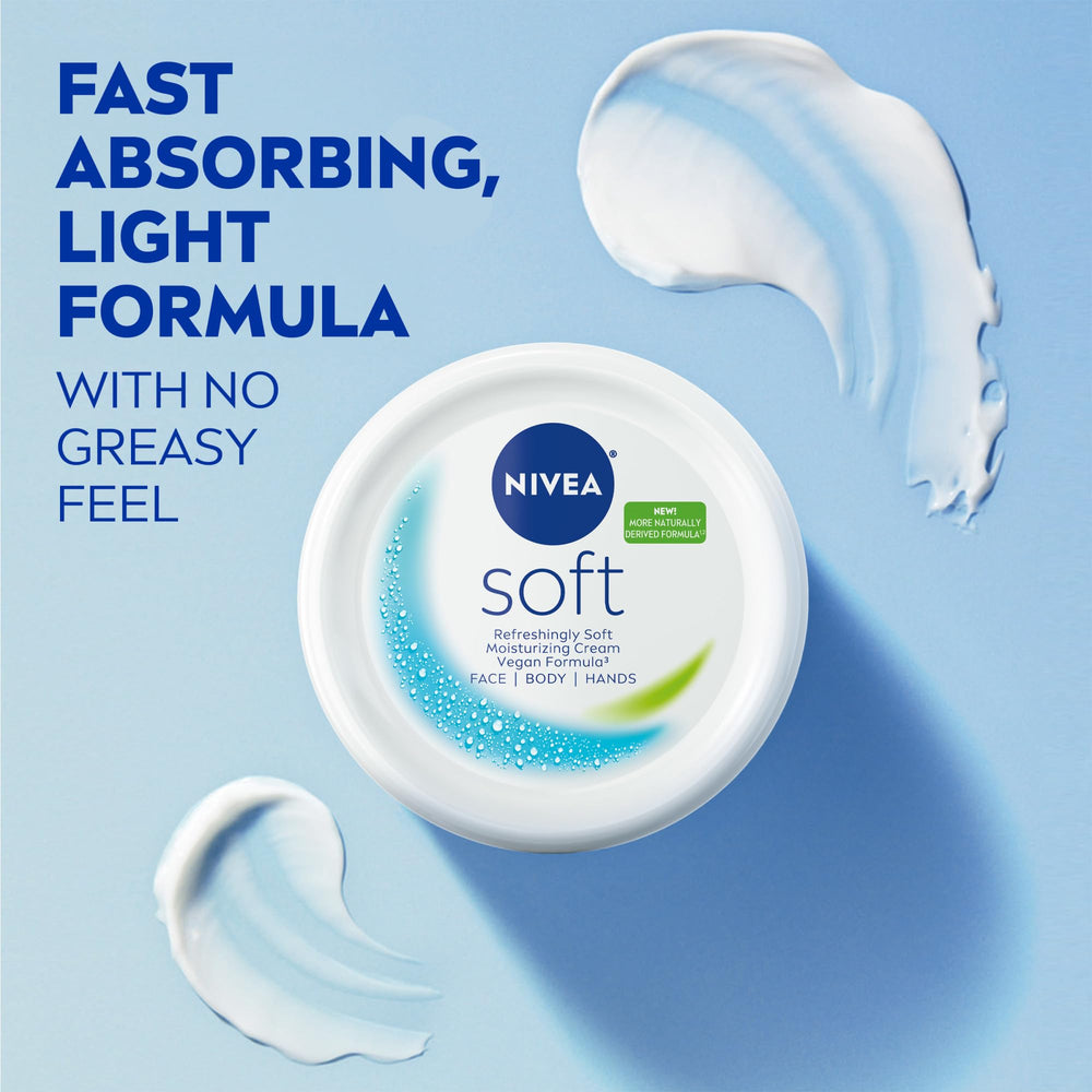 NIVEA Soft packaging display highlights all-in-one concept.