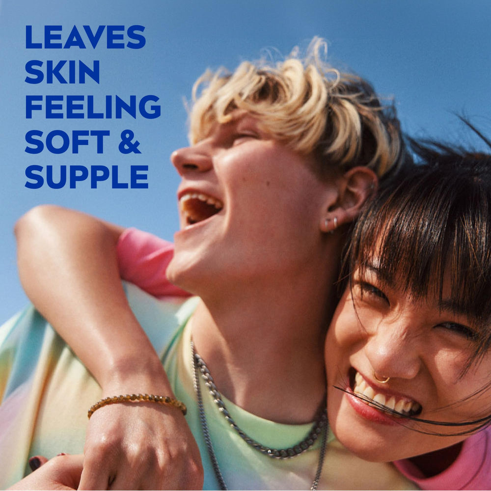 NIVEA Soft vegan formula badge on packaging indicates plant-based roots.
