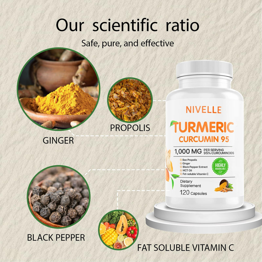 NIVELLE Turmeric Curcumin daily-use capsule arrangement during morning routine