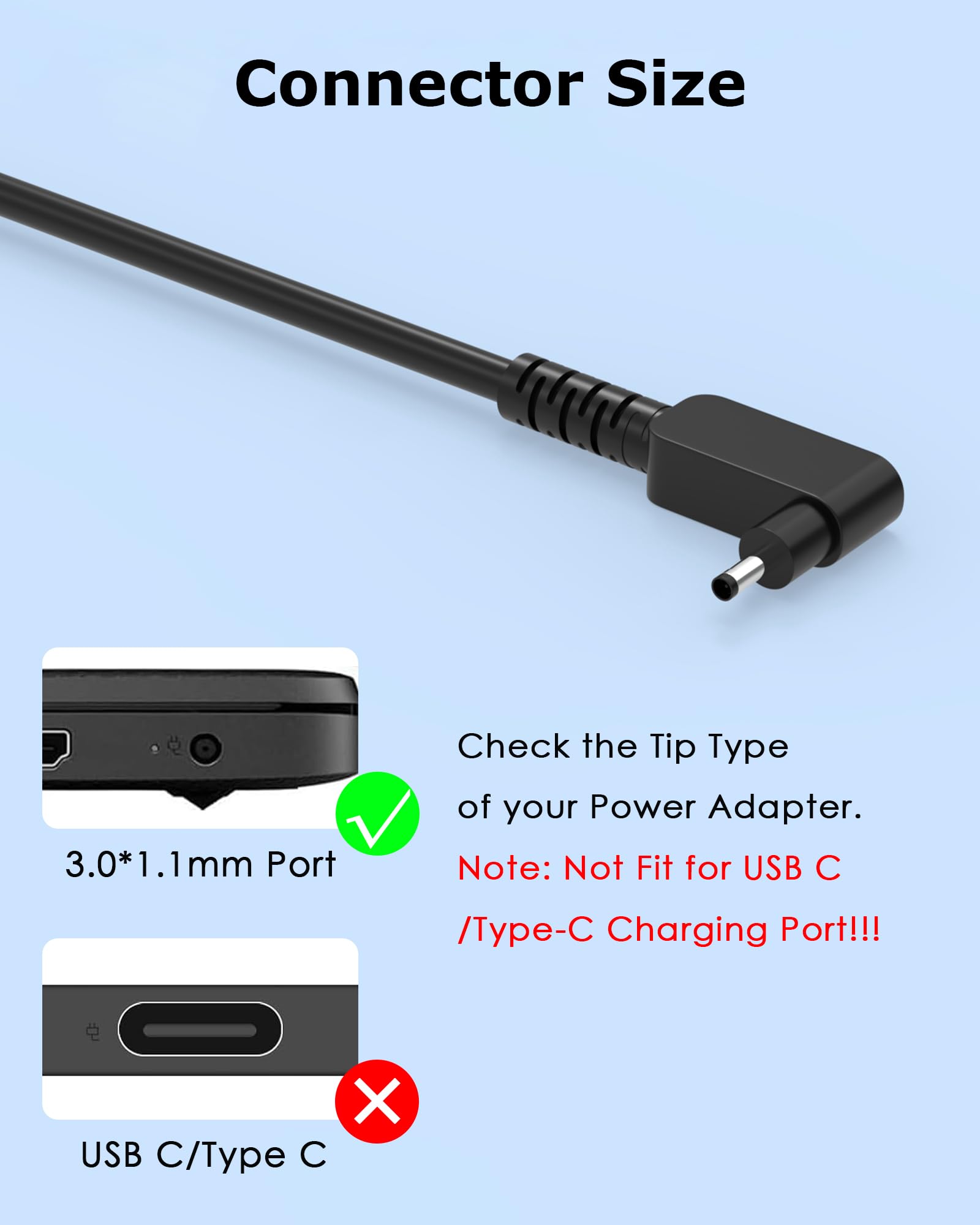 Nivjuky AC power cord included for easy, safe plug-in at home or office.