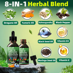 Nivltpure ashwagandha moringa turmeric oil blend bottle highlighting balanced energy and calm