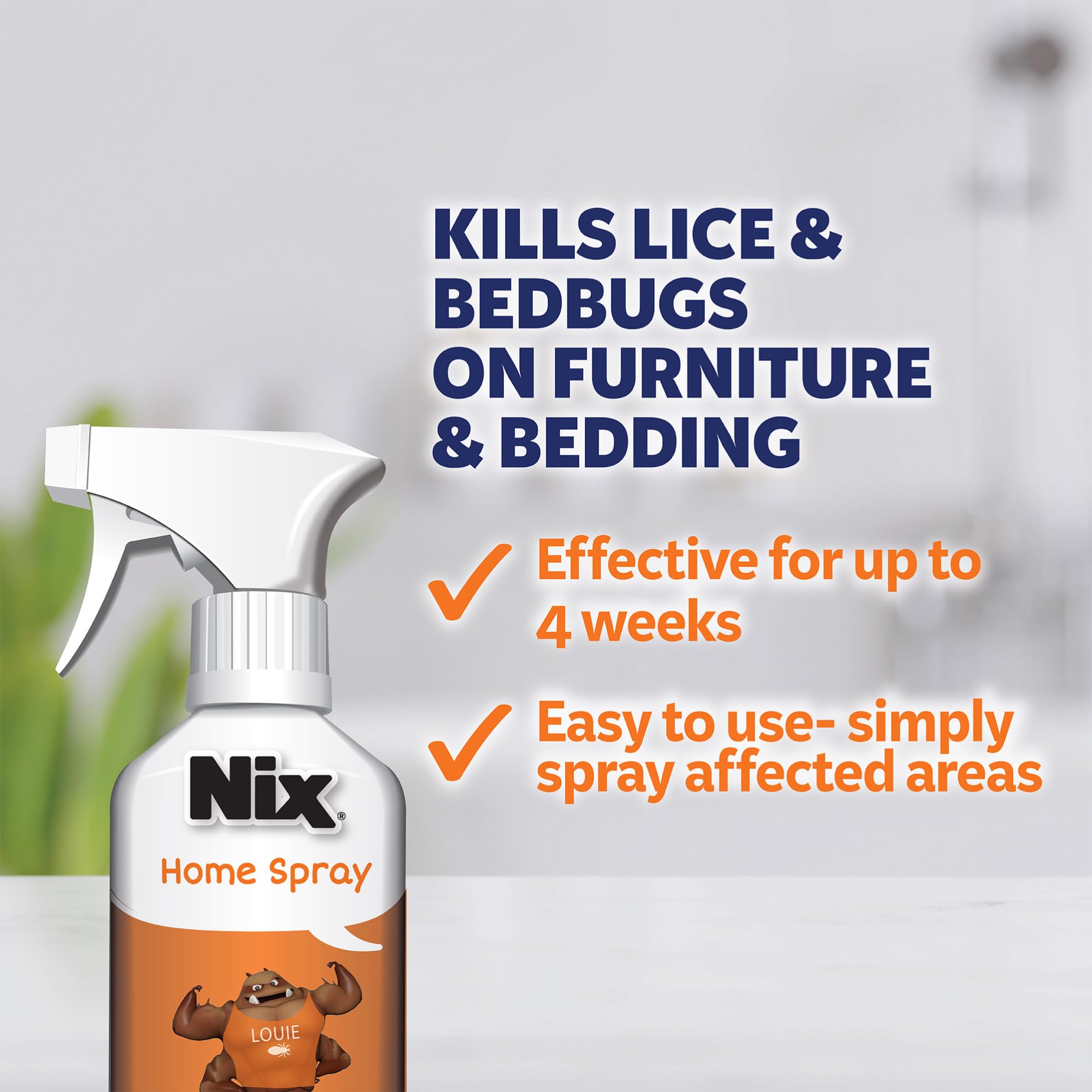 Nix Home Defense Spray near furniture provides pest protection.