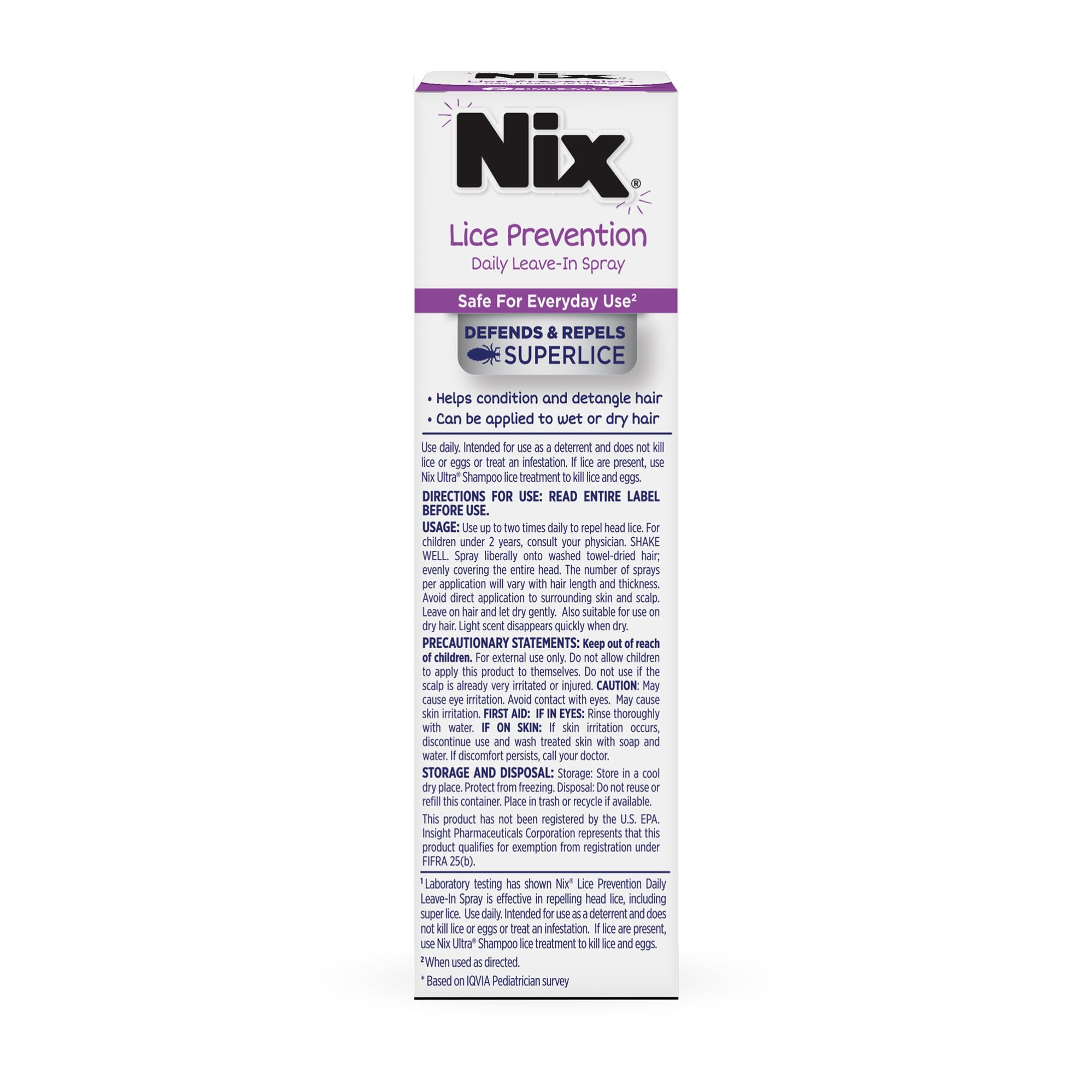 Light scent dissipates as hair dries after applying Nix spray