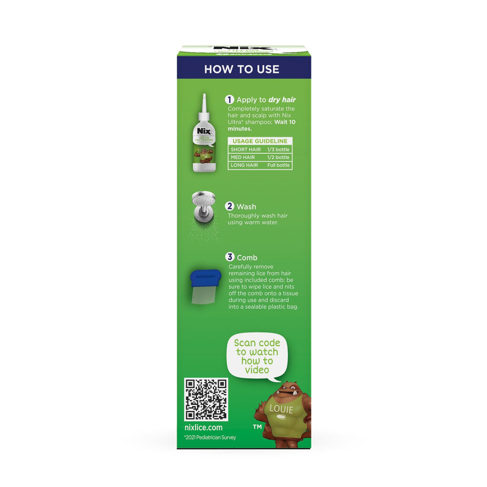 Nix Ultra bottle close-up highlighting hypoallergenic, pesticide-free label