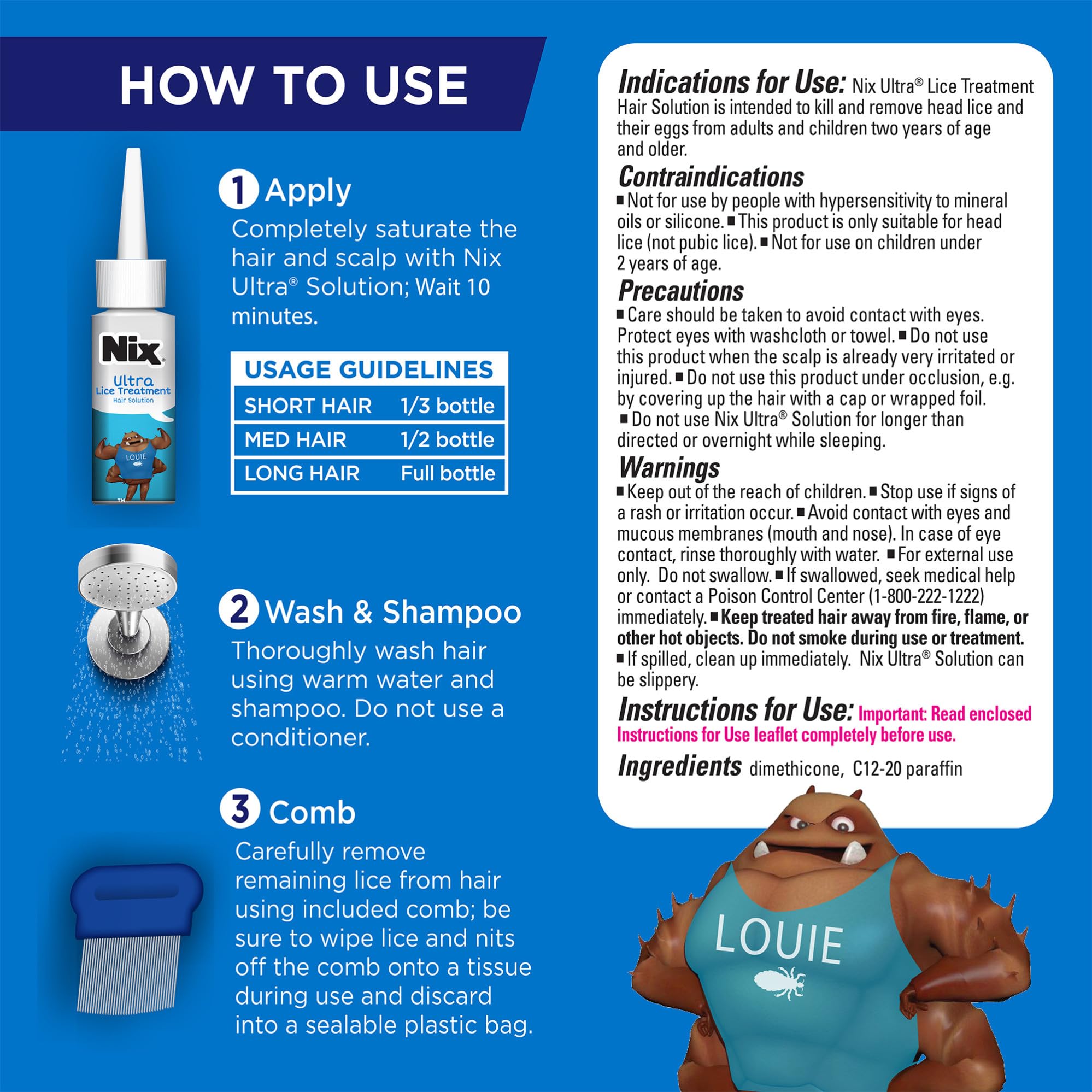 Pesticide-free label emphasizing safe, non-toxic lice treatment.