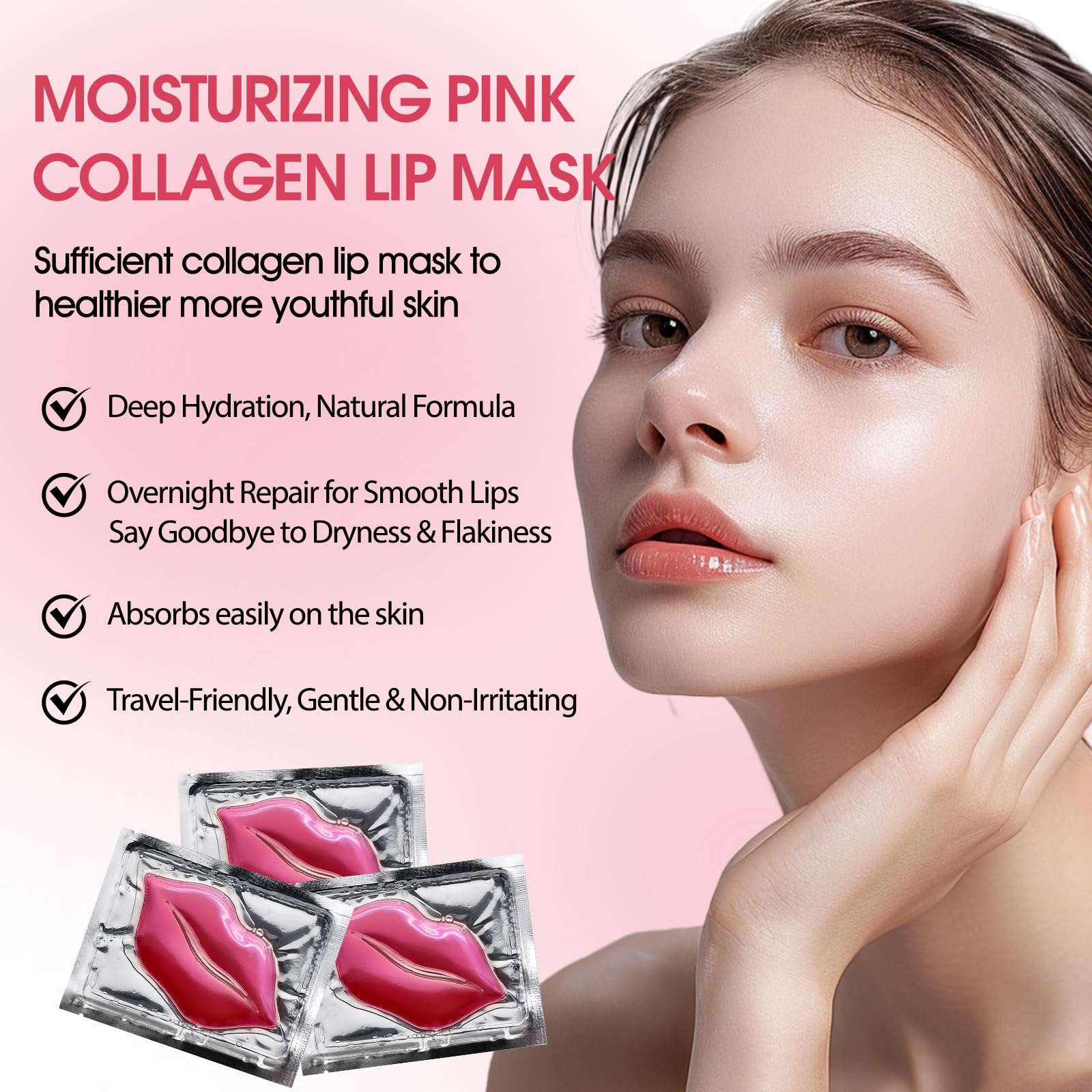 NIYET collagen crystal lip mask applied on lips for smooth texture.