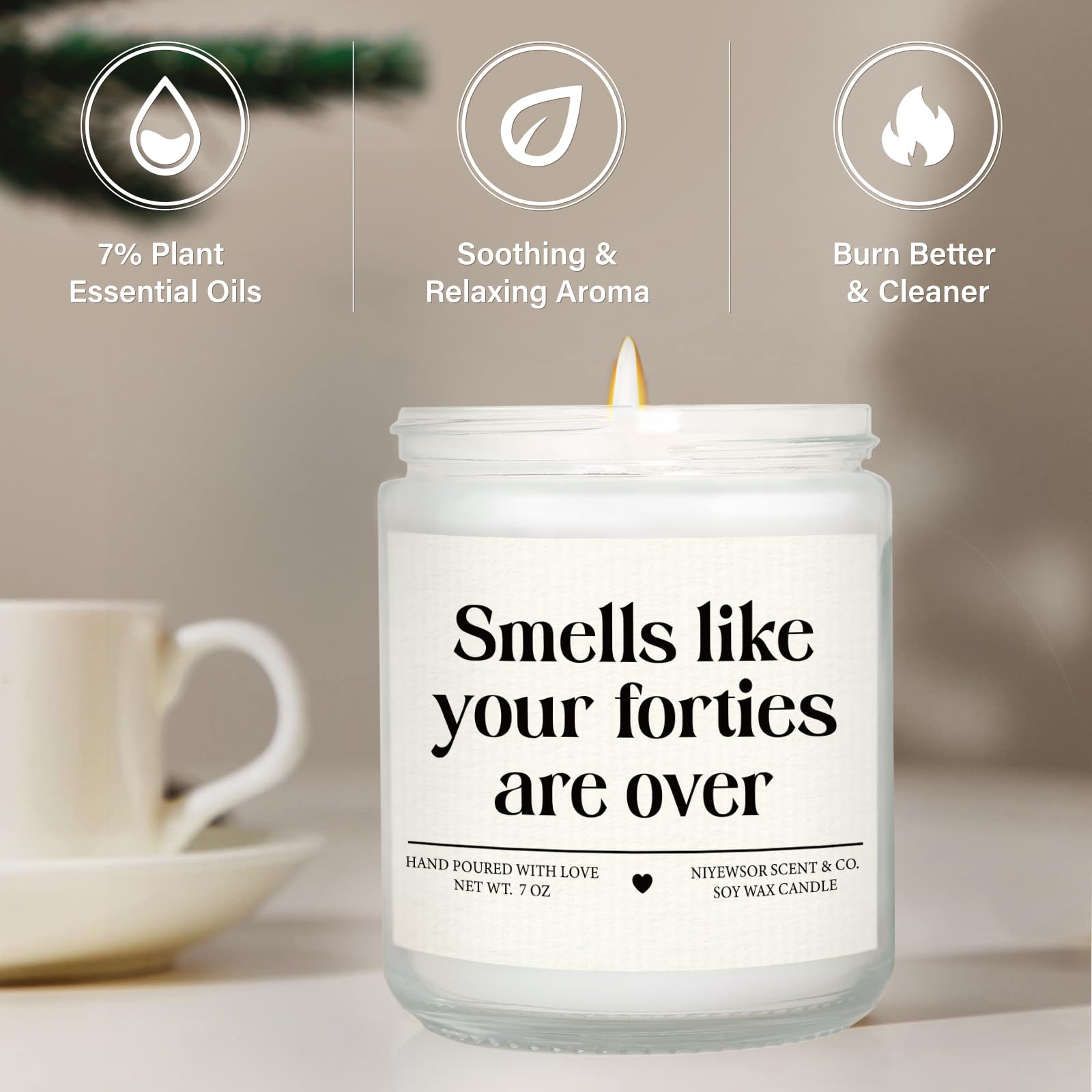 Niyewsor hand-poured soy wax candle enhances relaxing birthdays at home.