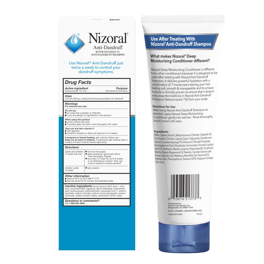 Nizoral Deep Moisturizing Conditioner being applied to hair.