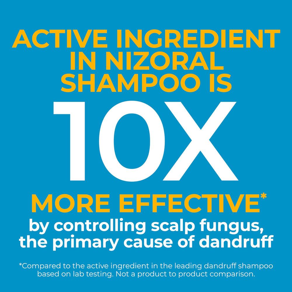 Ketoconazole 1% ingredient label highlights powerful dandruff-fighting claim.