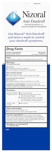 Nizoral ketoconazole 1% label close-up highlights the clinical ingredient for dandruff control.