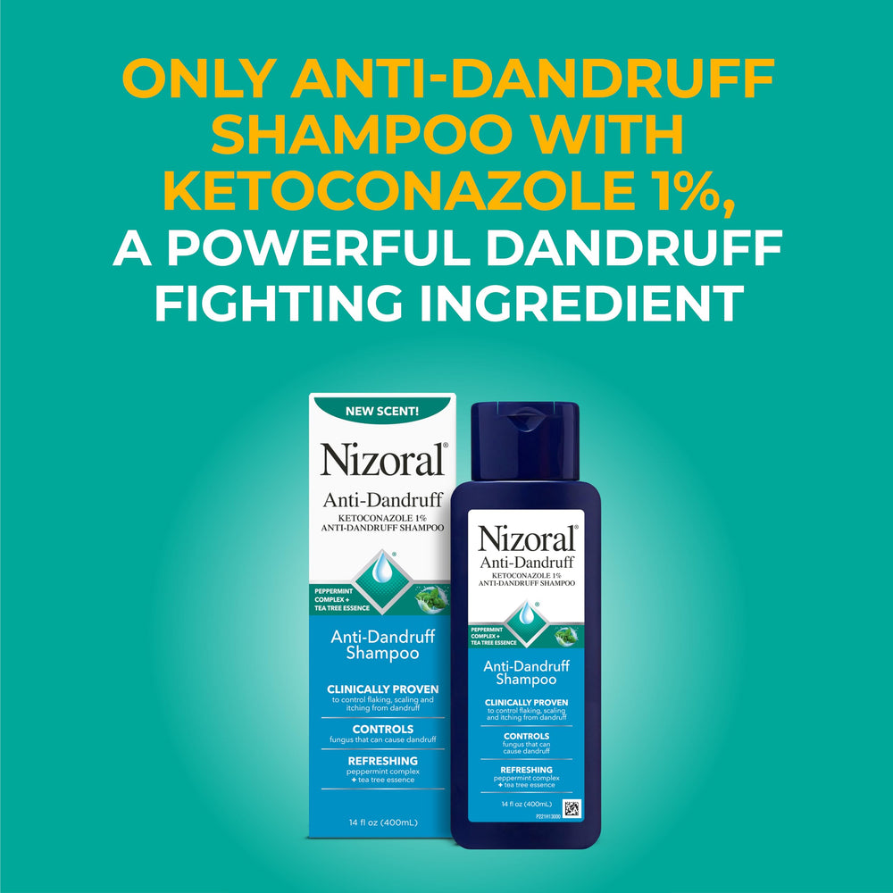 Nizoral lathered hair close-up showing gentle cleansing for all hair types.