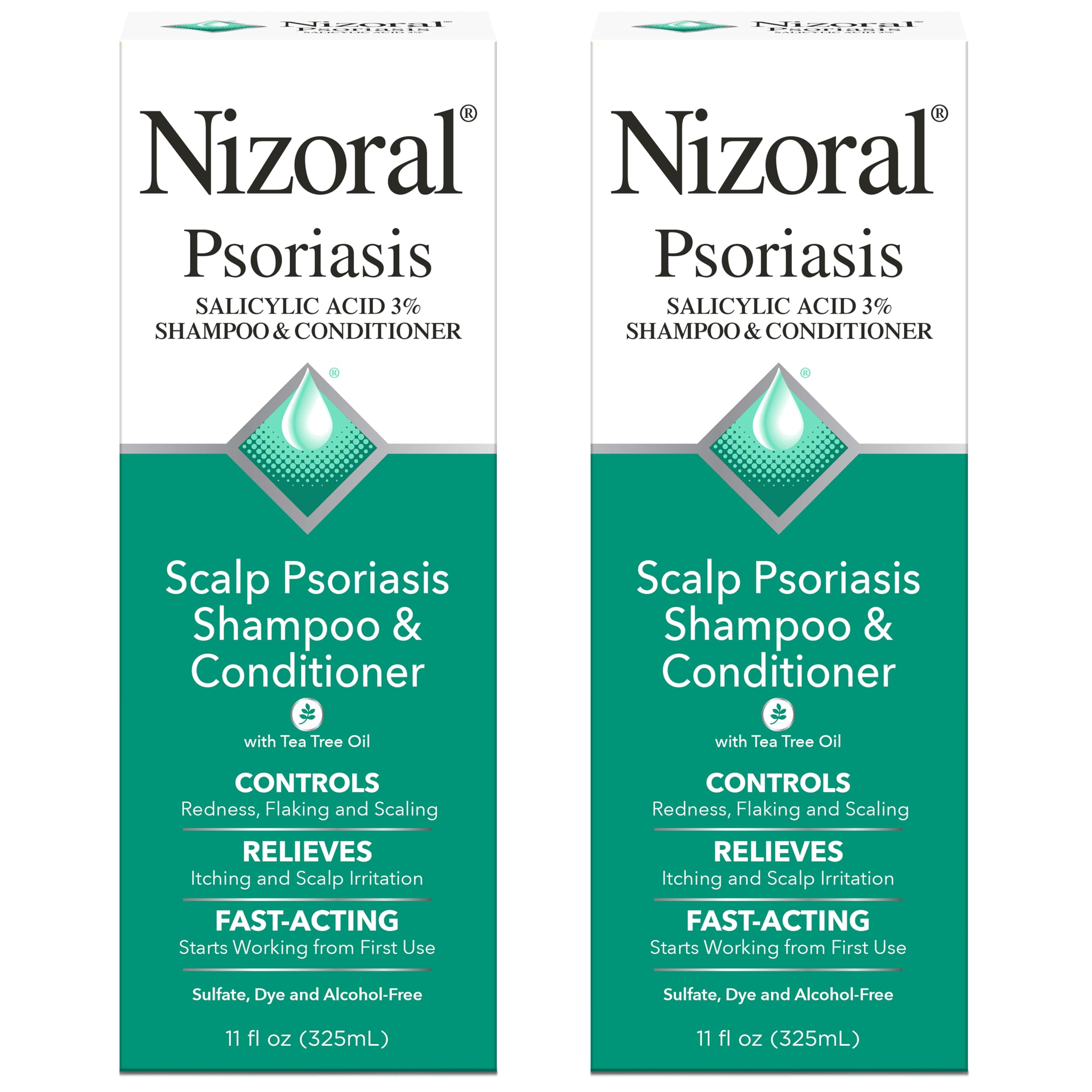 Nizoral psoriasis shampoo bottle highlighting medicated formula for itchy scalp relief.