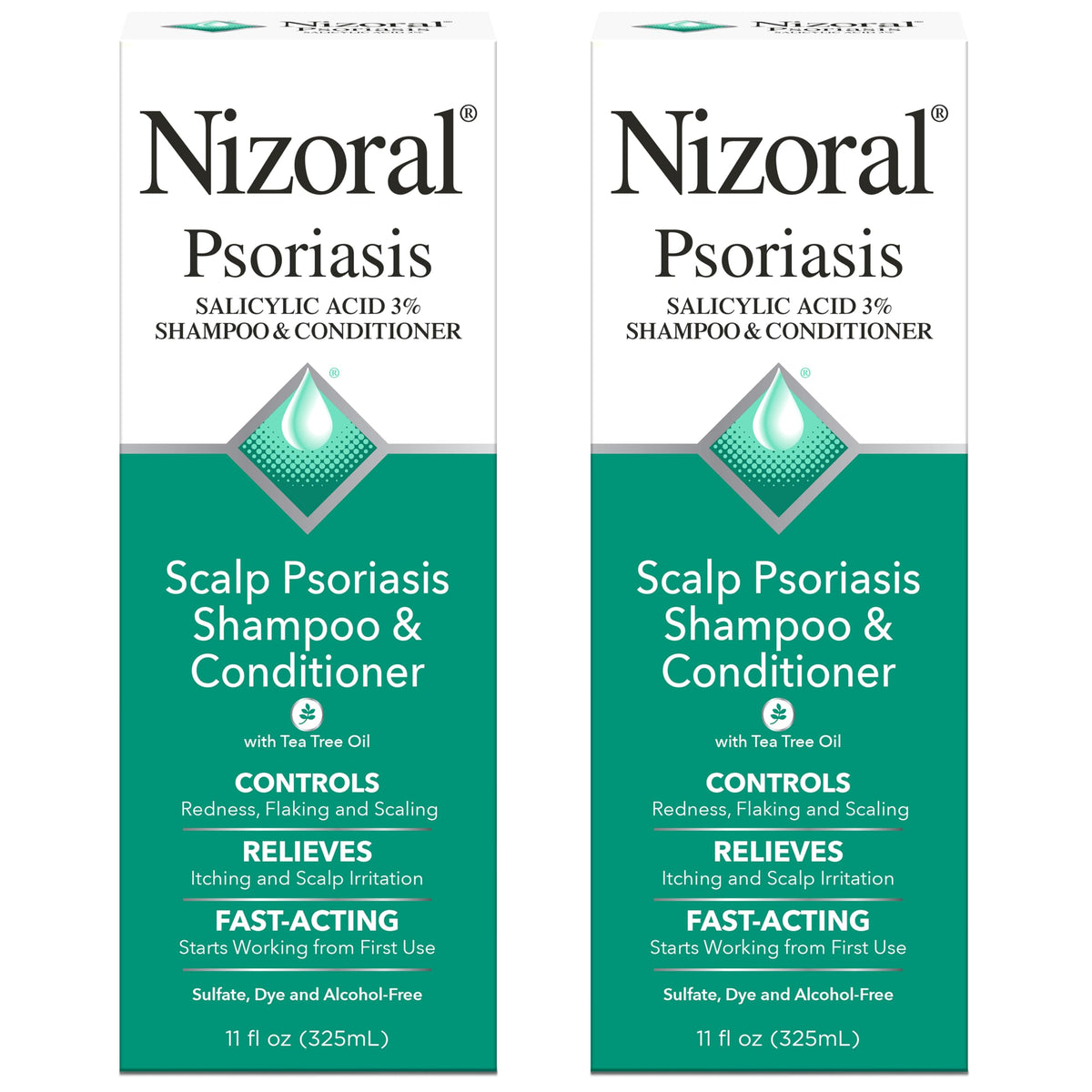 Nizoral psoriasis shampoo bottle highlighting medicated formula for itchy scalp relief.