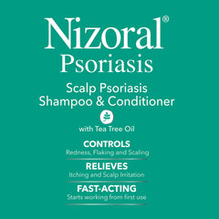 Nizoral psoriasis shampoo with tea tree oil and green tea for soothing scalp.
