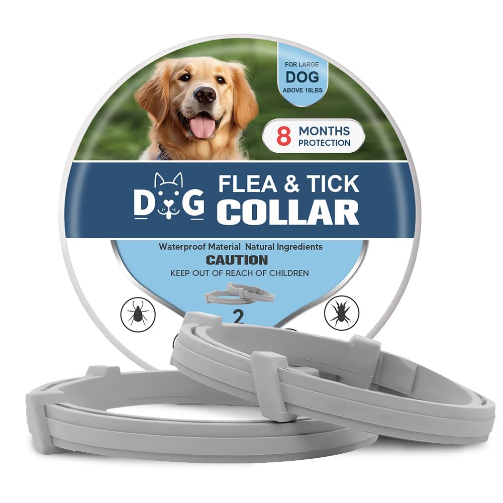 NJKPUYT tick and flea collar dog two-pack for lasting protection.