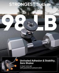 NKNZLY vacuum-adhesive mount keeps your phone steady on windshield or dash.