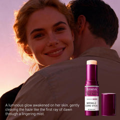nnmnn Calcium Volume Multi Balm Stick applied to face for gentle moisture.