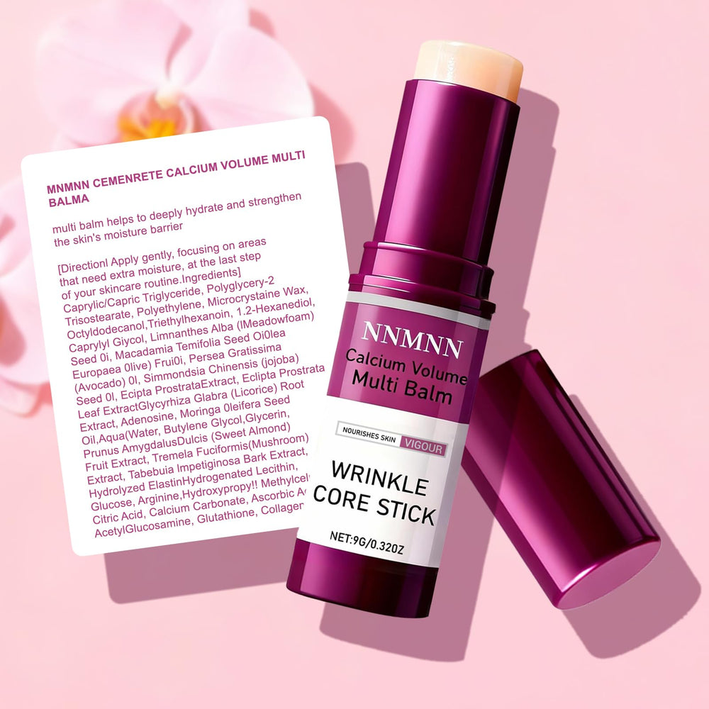 nnmnn Calcium Volume Multi Balm Stick on neck offers comfortable hydration.