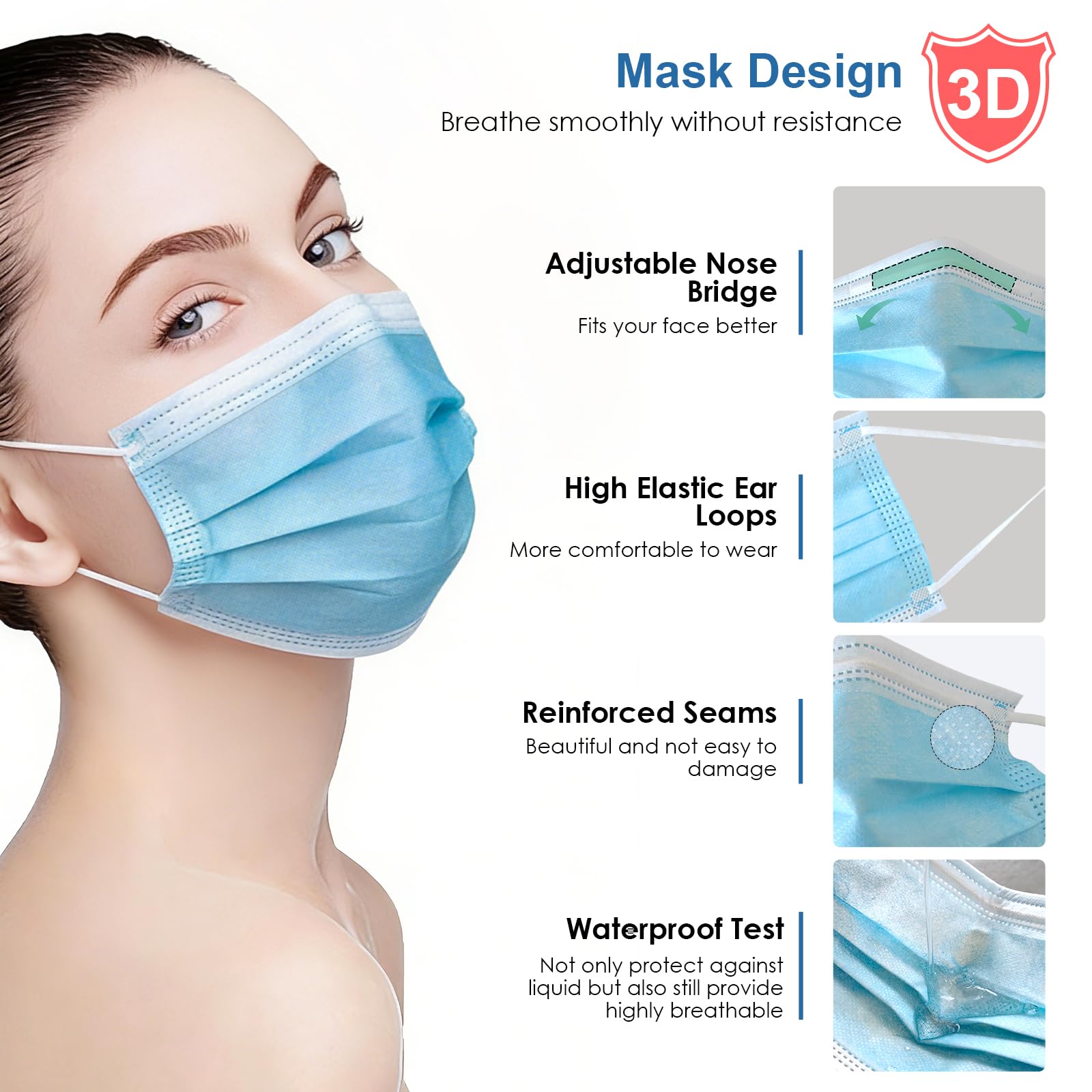 NNNPCBT blue masks ear-loop detail for comfortable all-day wear.