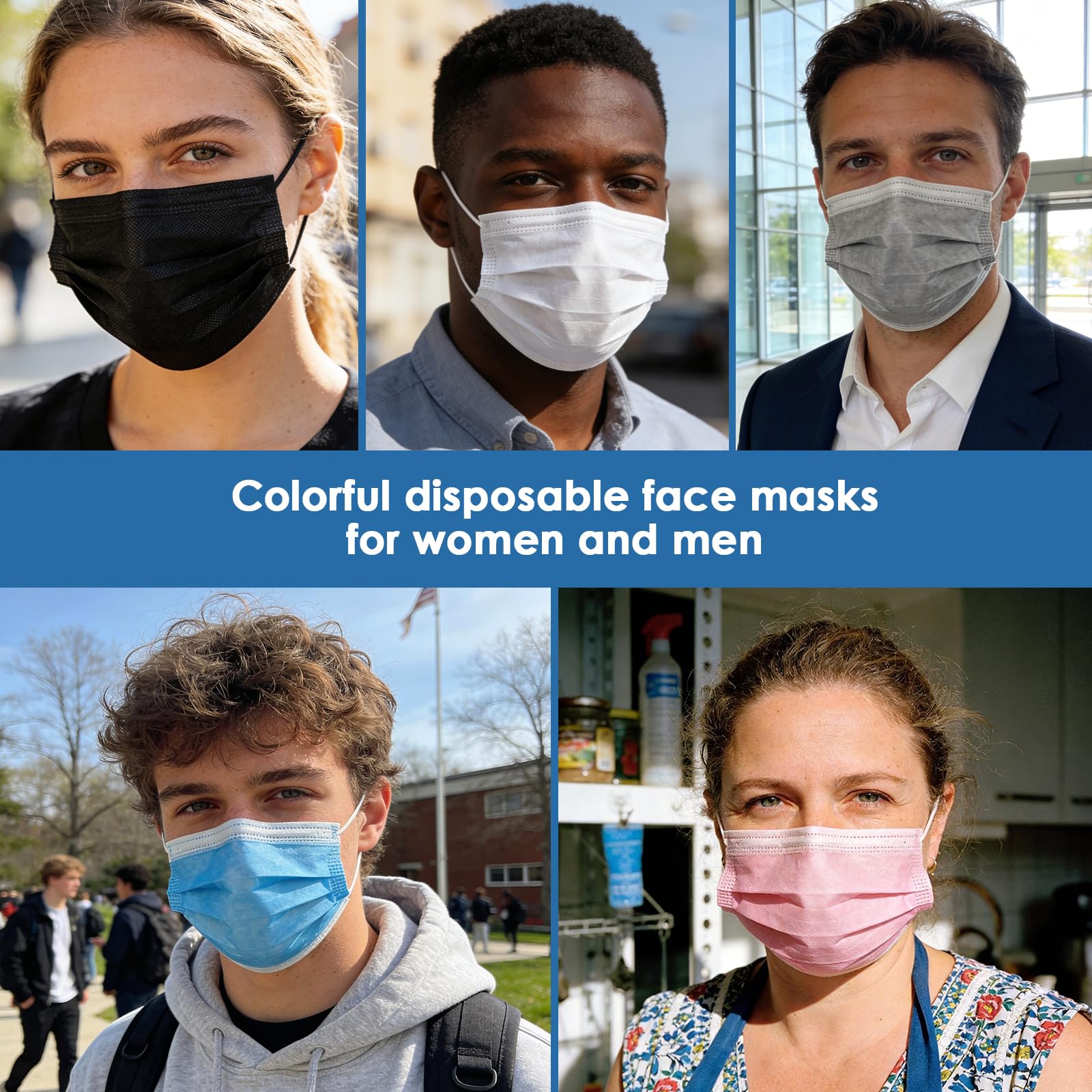 NNPCBT color masks ideal for outdoor and indoor activities.