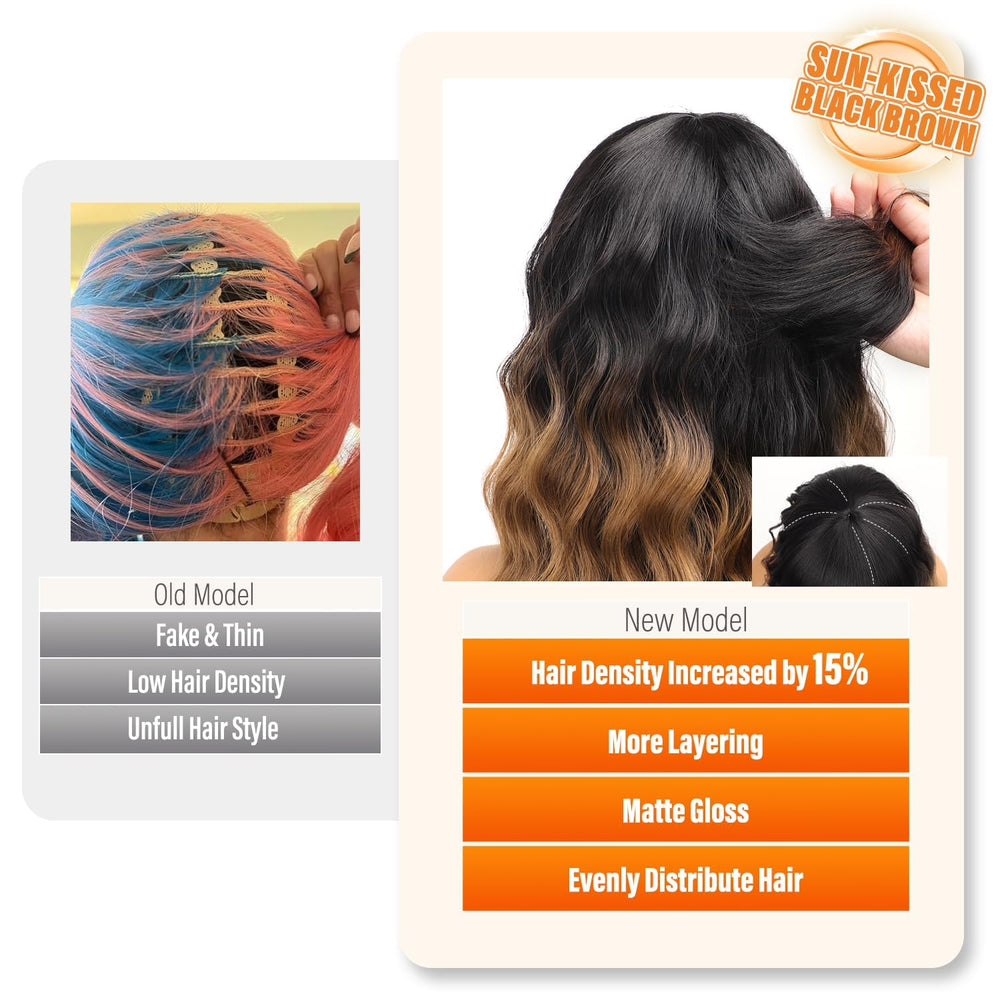 Nnzes brown ombre gradient wig close-up highlights texture