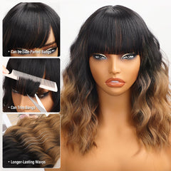 Nnzes shoulder-length bob wig with natural waves for a chic look