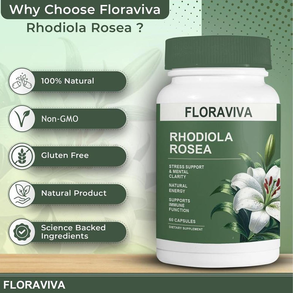 No Bald Floraviva Rhodiola Rosea capsules in a morning routine for focus.