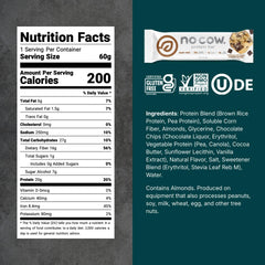 No Cow Upgraded Chocolate Chip Cookie Dough bar unwrapped shows chewy texture and chips.