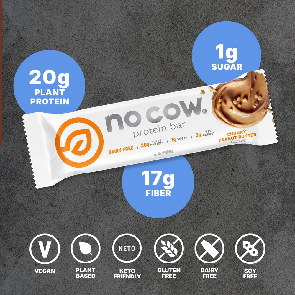 No Cow upgraded bar texture showing protein rich interior for active lifestyle