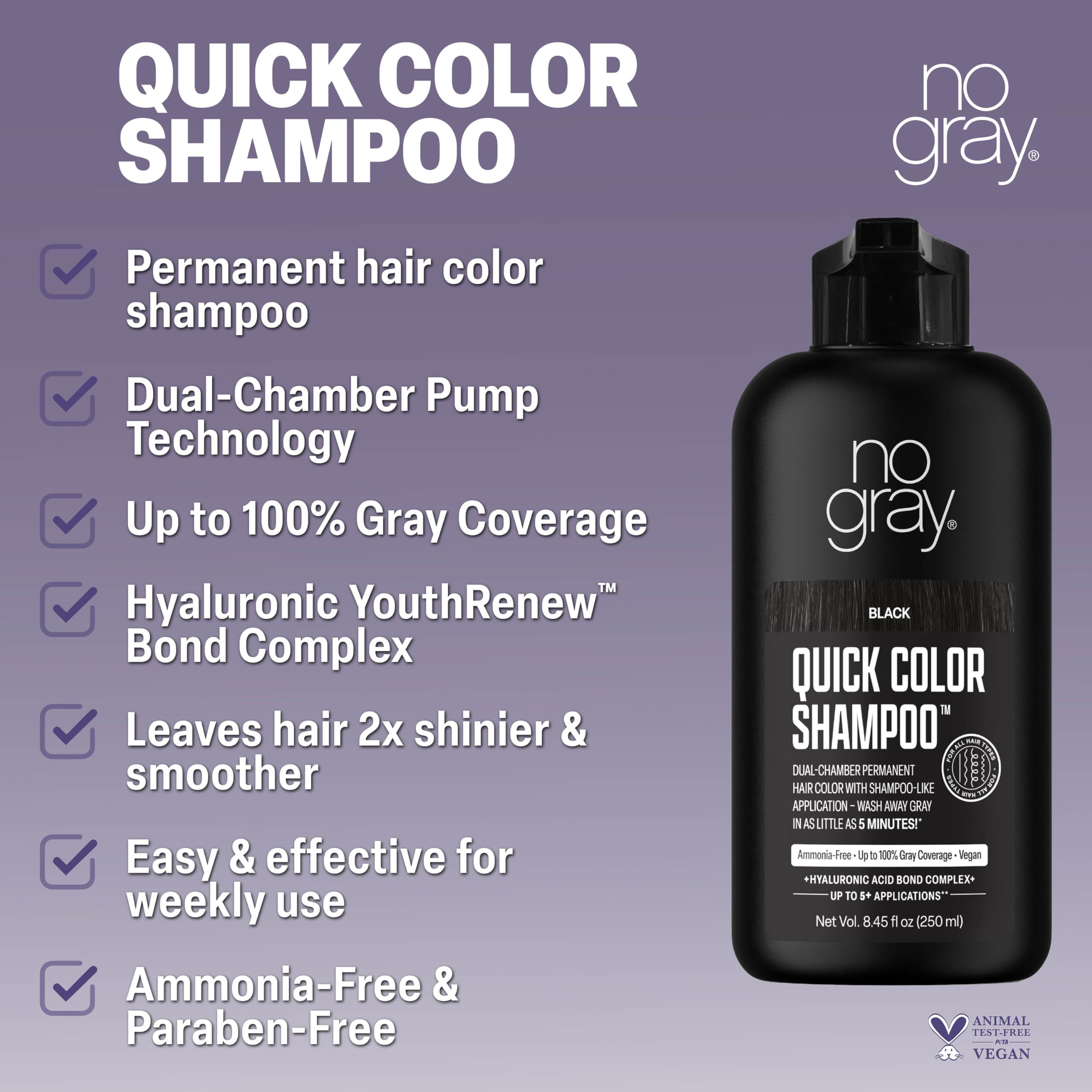 No Gray Hyaluronic YouthRenew blend promotes stronger-looking, nourished hair