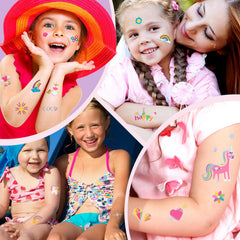 NO RAGRETS glitter foil unicorn tattoos add premium sparkle for kids.