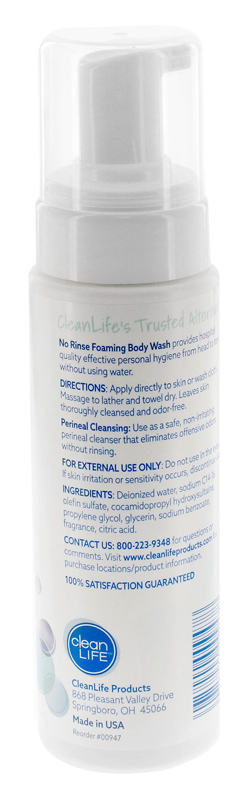 No-Rinse Foaming Body Wash foaming application for easy, rinse-free cleansing