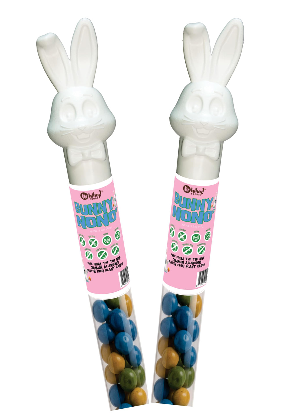 No Whey vegan bunnies 2-pack tubes for Easter gifting