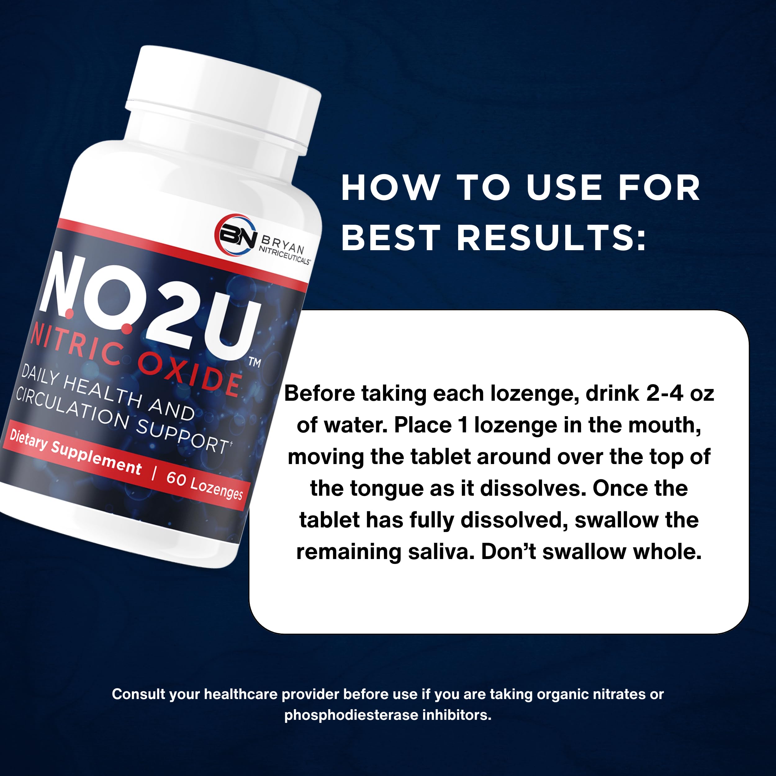 NO2U Bryan NITRICEUTICALS lozenge closeup with dissolving action