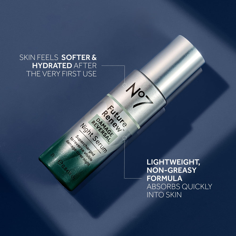 No7 Future Renew night serum box packaging conveys premium skincare routine