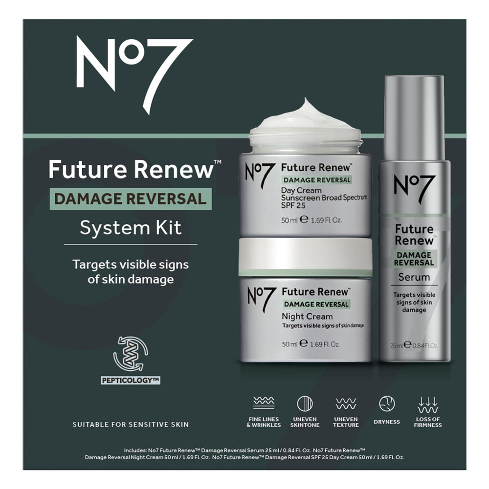 No7 Future Renew Day Cream SPF 25 tube shields skin while locking in moisture.