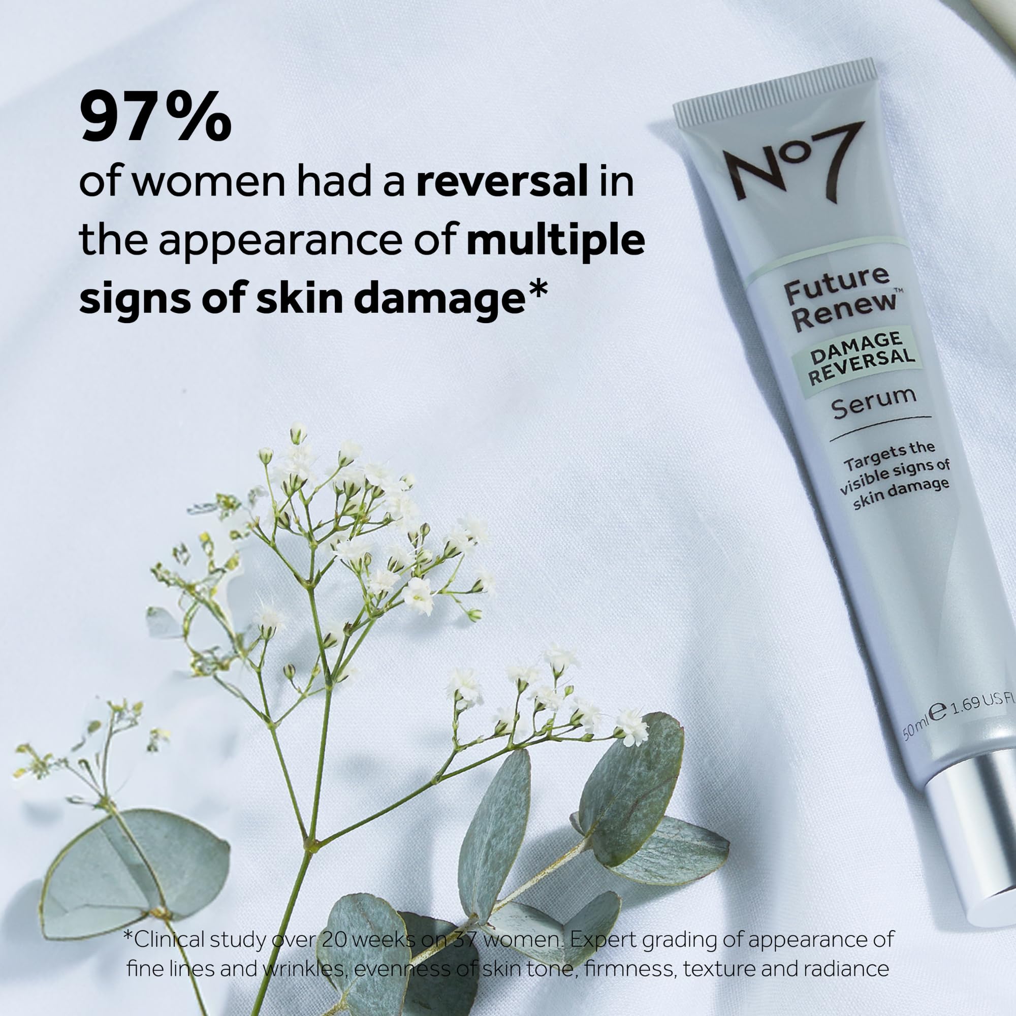 No7 Future Renew glow shot on cheek reveals luminous finish.