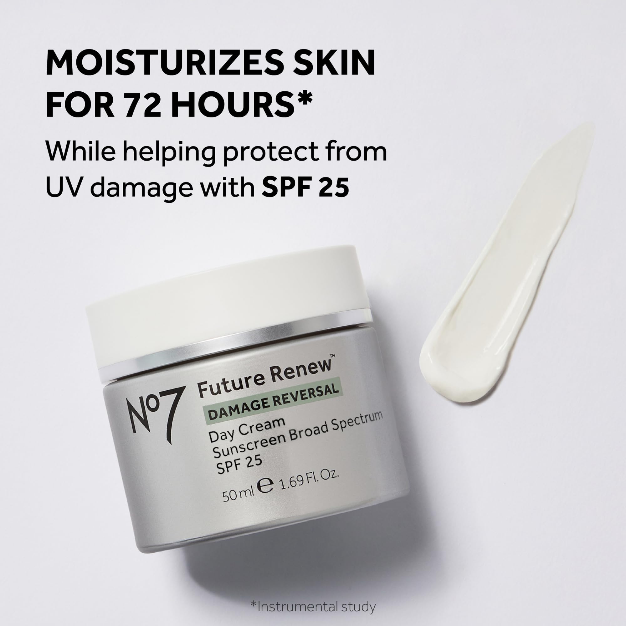 No7 Future Renew Night Cream jar hydrates and supports even tone overnight.