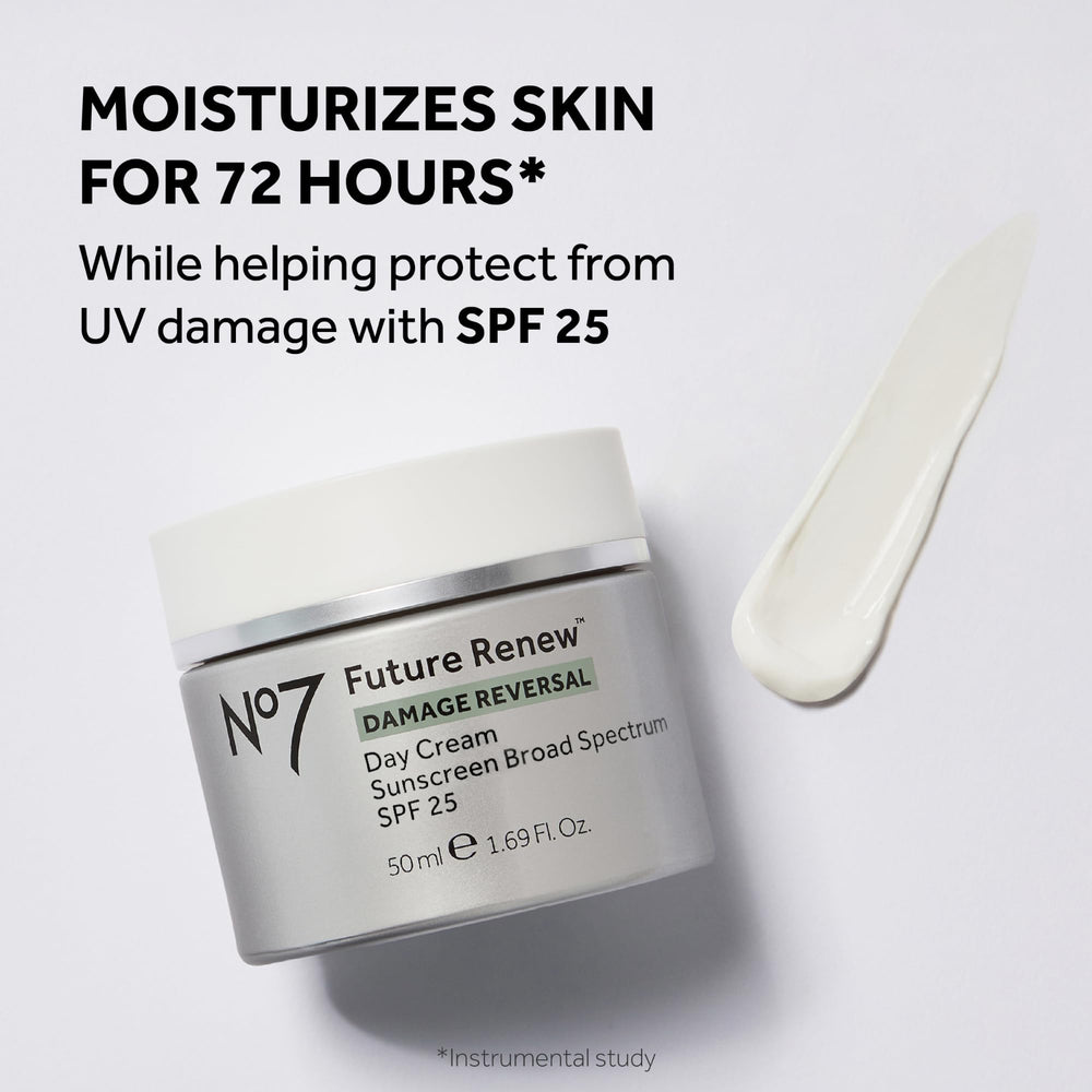 No7 Future Renew Night Cream jar hydrates and supports even tone overnight.