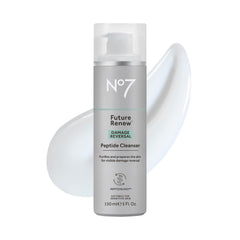 No7 Future Renew peptide cleanser bottle for daily, gentle cleansing that prepares skin for next steps.