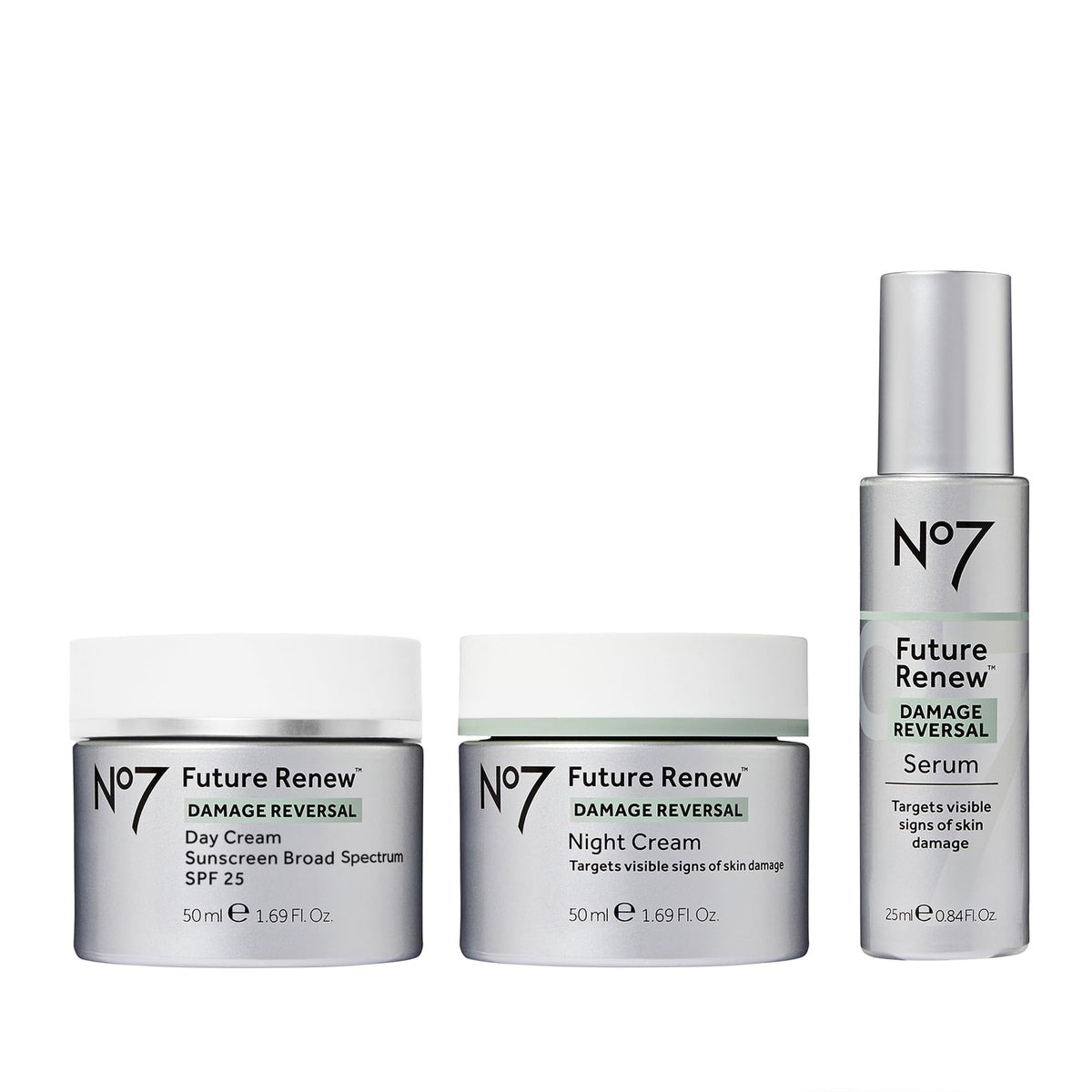 No7 Future Renew Serum bottle for daily use, brightening and revitalizing skin.
