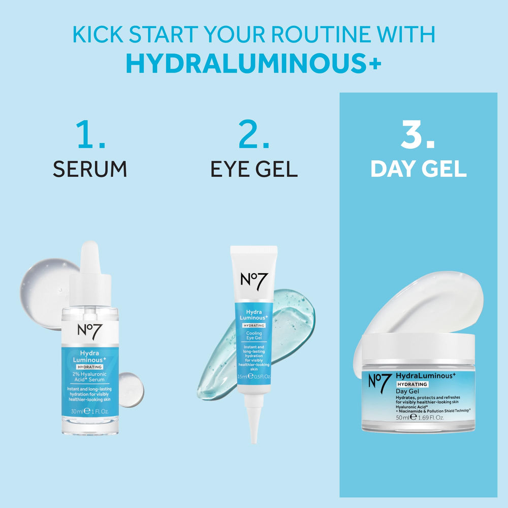 Neck area receiving gentle application of No7 HydraLuminous+ gel