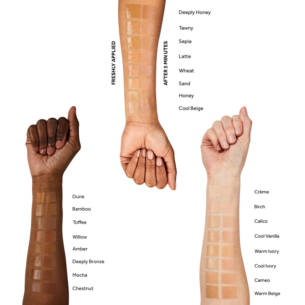 No7 skin swatch highlights hydration and even tone.