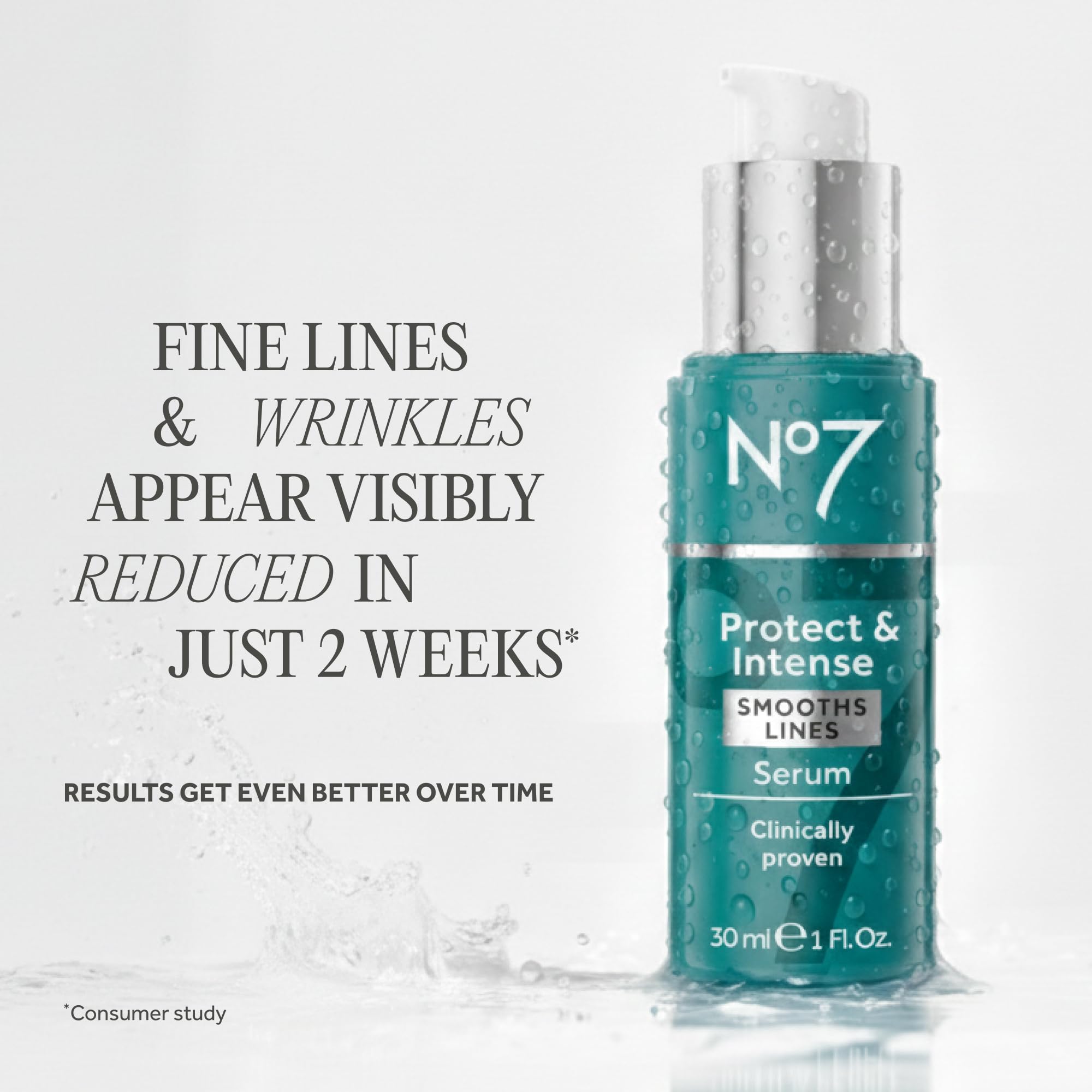 No7 Protect & Perfect serum applied on hand demonstrates quick absorption and hydration.