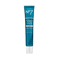 No7 Protect & Perfect Serum bottle close-up showing premium anti-aging care