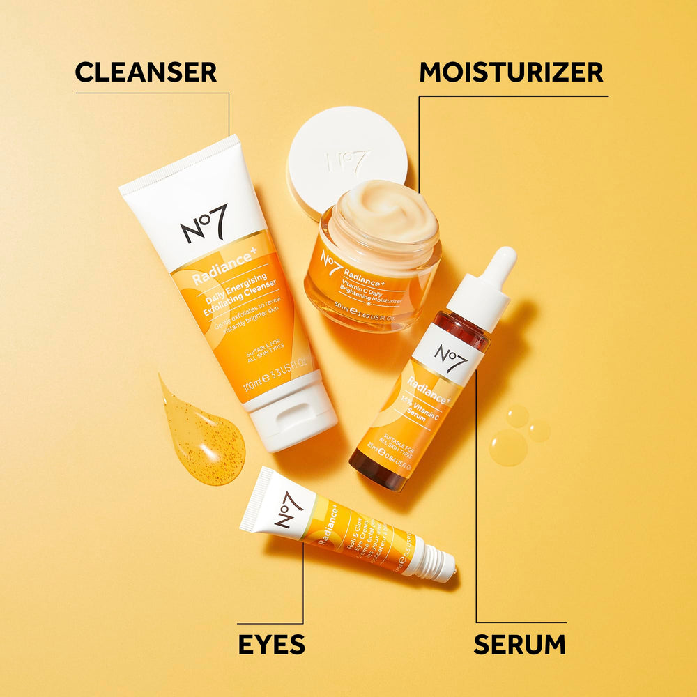 No7 Radiance+ moisturiser for morning routine with brightening potential.